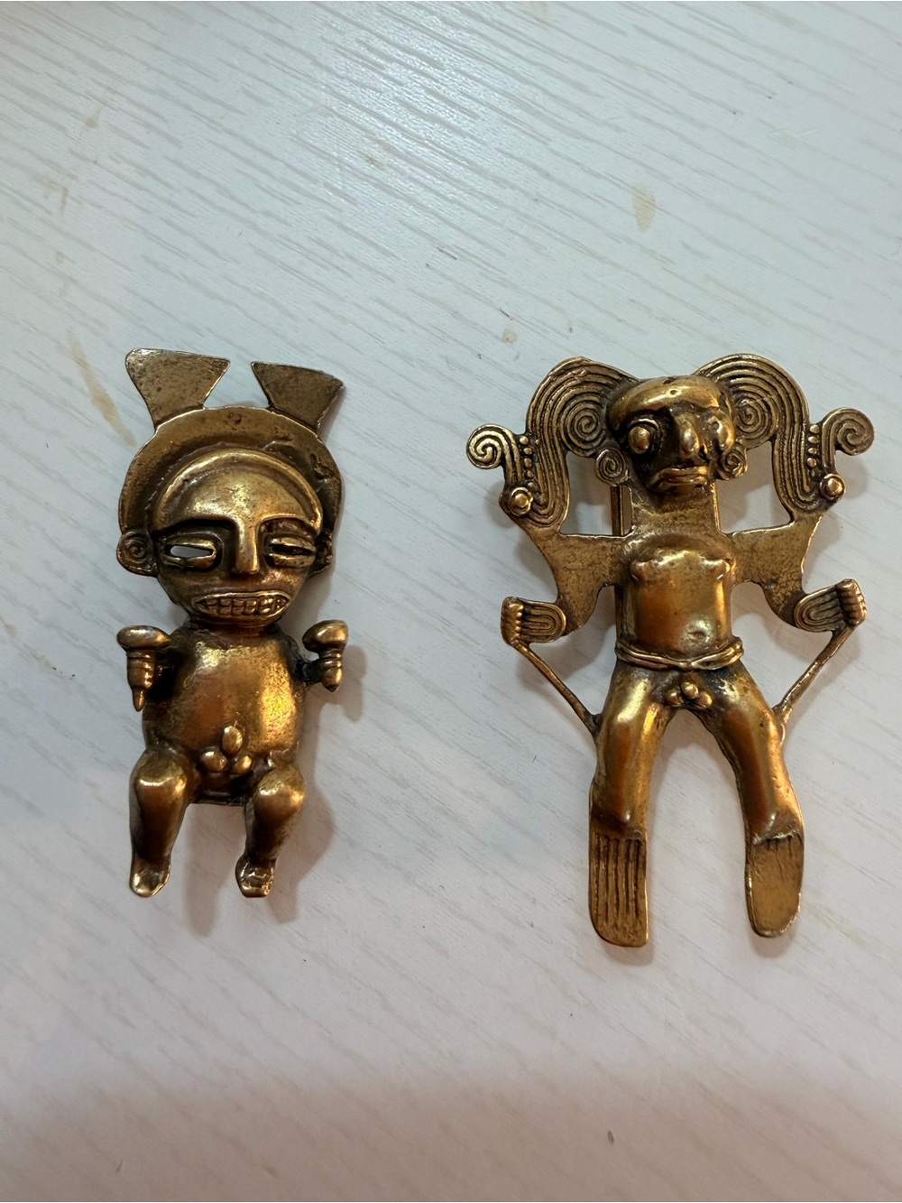 Vintage Banger Brass Tribal Figure Scarf Clips from the Oddgirls banger show